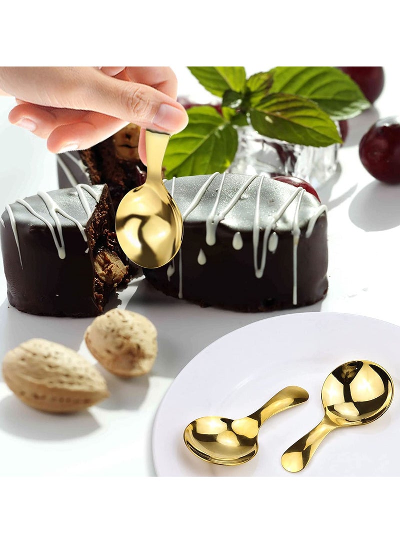 SYOSI 10 PCS Dessert Tasting Spoons, 3.54 inch Food Grade Stainless Steel Short Handle Spoons- Dishwasher Safe, Golden Mini Spoons for Home, Kitchen or Restaurant  - Image 5