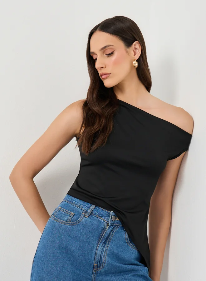 ستايلي Styli One Shoulder Asymmetric Hem Knit Top