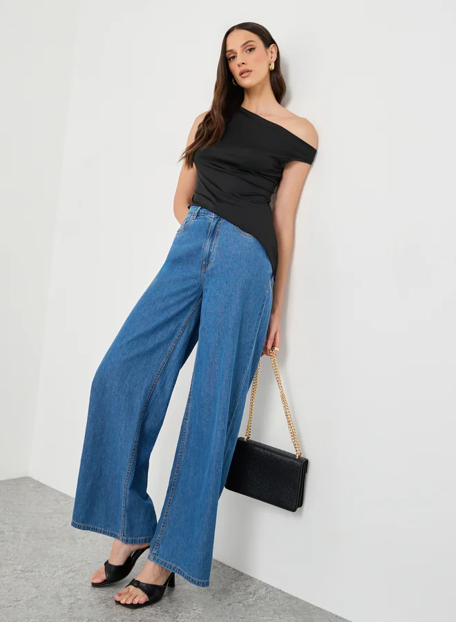 ستايلي Styli One Shoulder Asymmetric Hem Knit Top