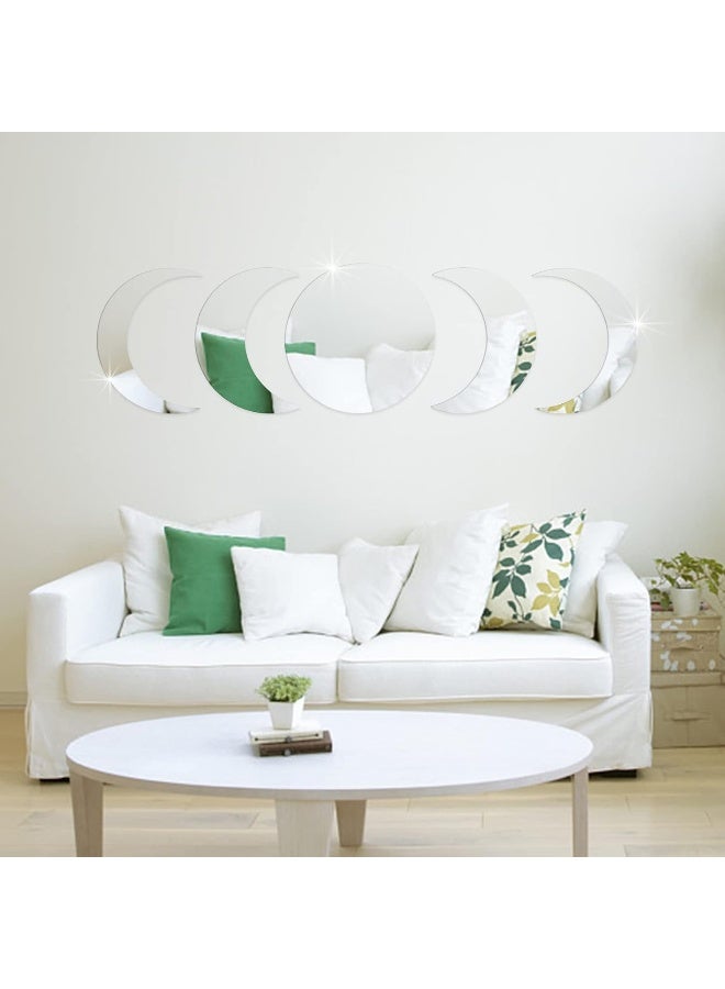 TPGP مجموعة مرايا مراحل القمر من 5 ملصقات مرايا أكريليك لتزيين الجدران فن ملصقات بدون إطار - Image 5