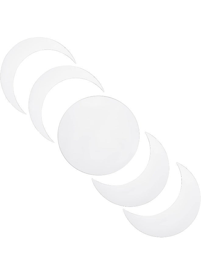 TPGP مجموعة مرايا مراحل القمر من 5 ملصقات مرايا أكريليك لتزيين الجدران فن ملصقات بدون إطار - Image 1