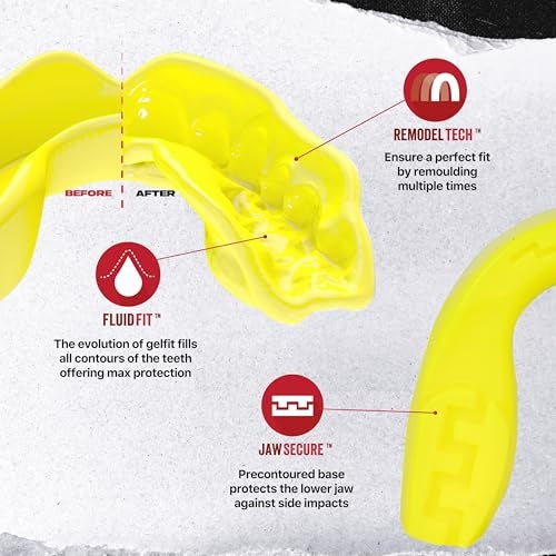 SAFEJAWZ Sports Mouthguard Slim Fit, Adult and Junior Mouth Guard with Case for Boxing, Basketball, Lacrosse, Football, MMA, Martial Arts, Hockey and All Contact Sports (Junior <11 Years, Yellow) - Image 3