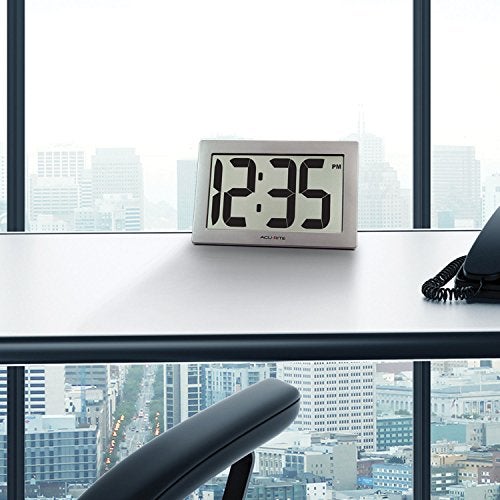 AcuRite 75102RM 9.5" Large Digital Clock with Intelli-Time Technology,Siliver,6-inch height x 9.5-inch width x 1.8-inch depth - Image 2