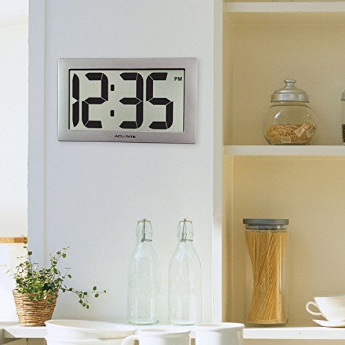 AcuRite 75102RM 9.5" Large Digital Clock with Intelli-Time Technology,Siliver,6-inch height x 9.5-inch width x 1.8-inch depth - Image 5