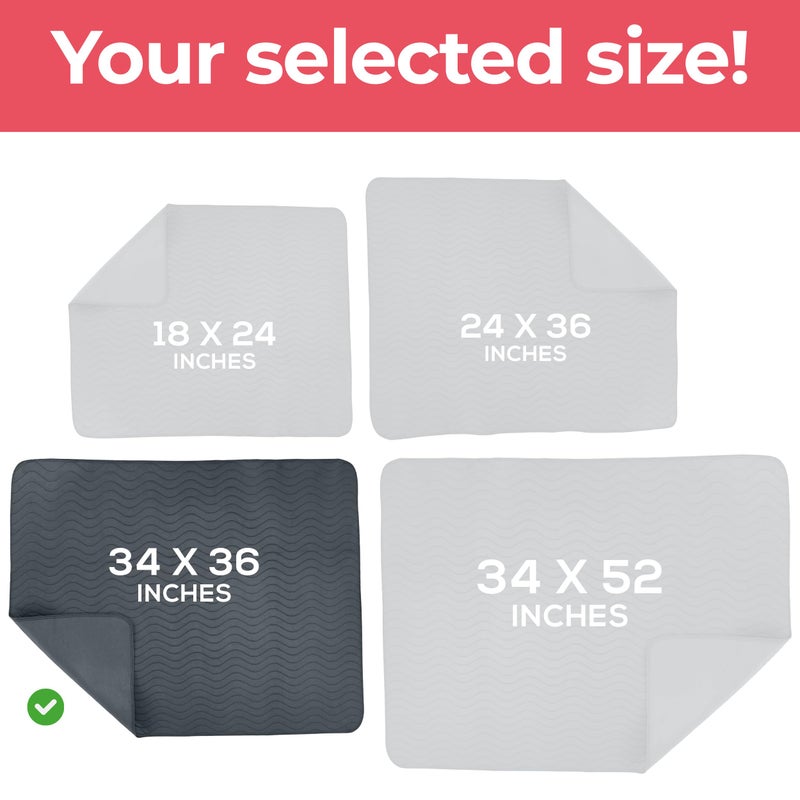 Utopia Bedding Washable Underpads 34" x 36" (Pack of 4), Waterproof Reusable Heavy Absorbency Incontinence Bed Pads for Adults, Kids, Elderly and Pets, Bedwetting Pads for Sofa and Couch (Grey) - Image 4
