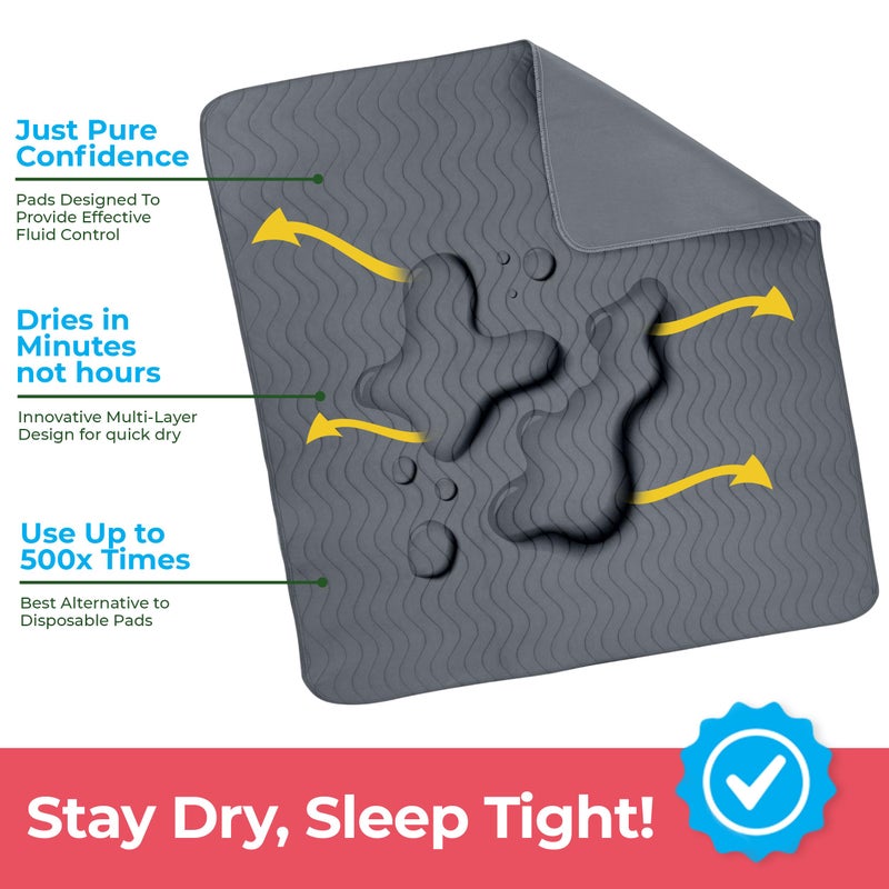 Utopia Bedding Washable Underpads 34" x 36" (Pack of 4), Waterproof Reusable Heavy Absorbency Incontinence Bed Pads for Adults, Kids, Elderly and Pets, Bedwetting Pads for Sofa and Couch (Grey) - Image 3