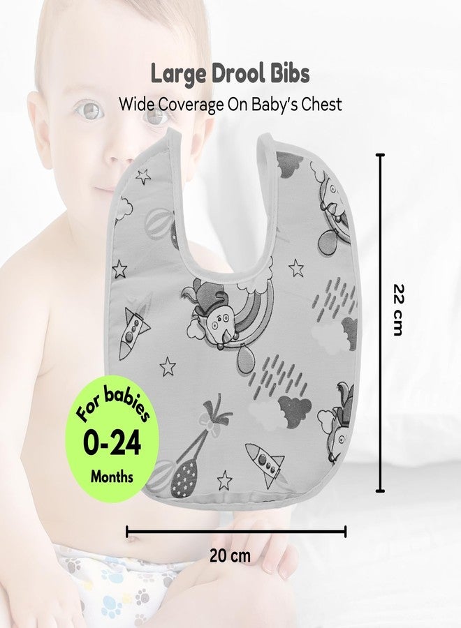 Hooper® Assorted Multicolor Cotton Print Bibs for Baby, Age 0-24 Months - Newborn Infant Toddler, Washable, Soft Absorbent Drool Bibs, Baby Care - Image 3