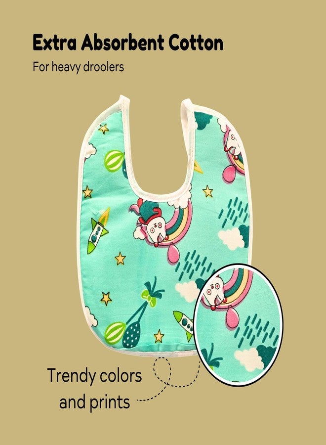 Hooper® Assorted Multicolor Cotton Print Bibs for Baby, Age 0-24 Months - Newborn Infant Toddler, Washable, Soft Absorbent Drool Bibs, Baby Care - Image 4