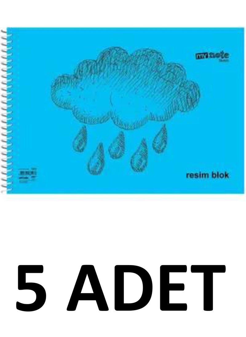 Mynote 5 Pieces Large Size 35X50 cm Drawing Book 30 Sheets Plastic Cover Spiral Mixed Color  - Image 1