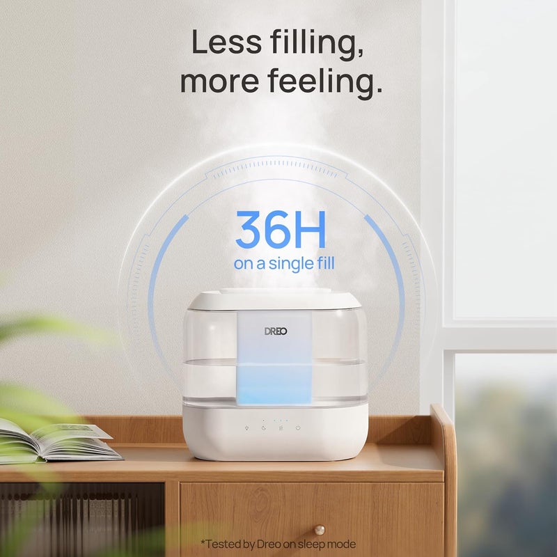 Dreo Humidifier for Bedroom Baby, 4L Cool Mist Supersized Humidifiers for Home, 28 dB Quiet Air Humidifier for Room, Oil Diffuser, 36H Runtime, Night Light, Top-Fill, Easy to Clean & Fill, White - Image 5