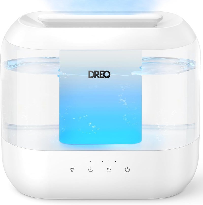 Dreo Humidifier for Bedroom Baby, 4L Cool Mist Supersized Humidifiers for Home, 28 dB Quiet Air Humidifier for Room, Oil Diffuser, 36H Runtime, Night Light, Top-Fill, Easy to Clean & Fill, White - Image 1
