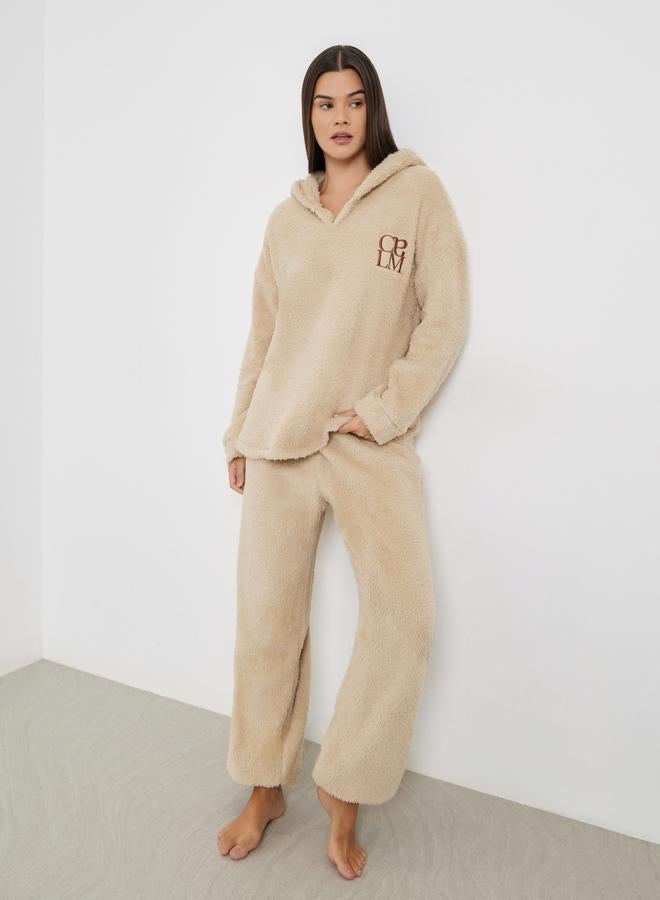 Styli Embroidered Slogan Fleece Hoodie and Joggers Set - Image 1