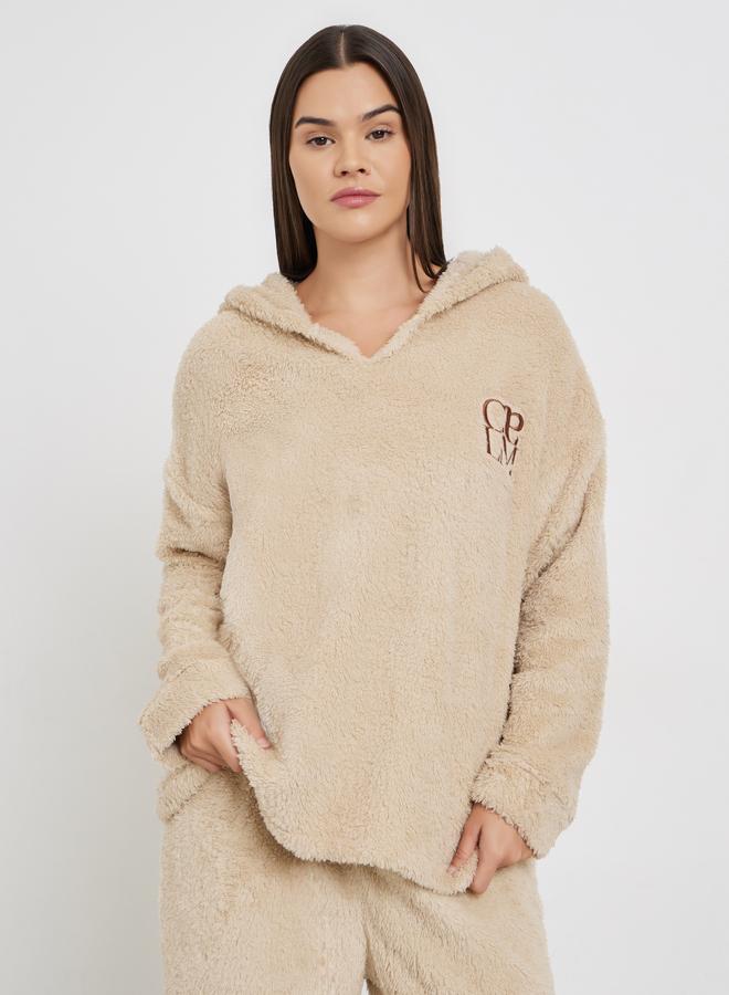 Styli Embroidered Slogan Fleece Hoodie and Joggers Set - Image 2