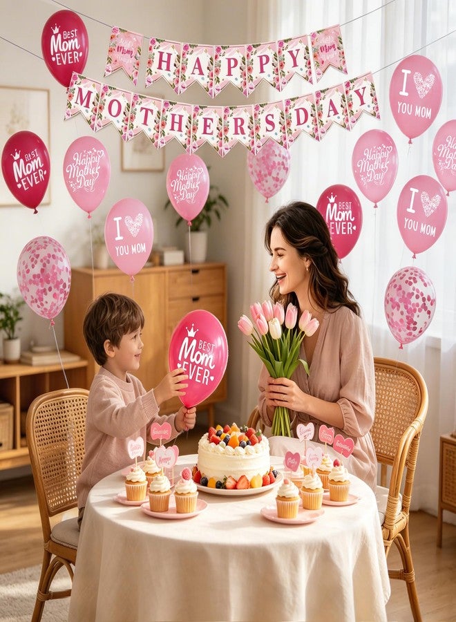 DECGOL Happy Mother's Day Banner Mother's Day Balloons Set for Mother's Day Party Decorations - Image 5