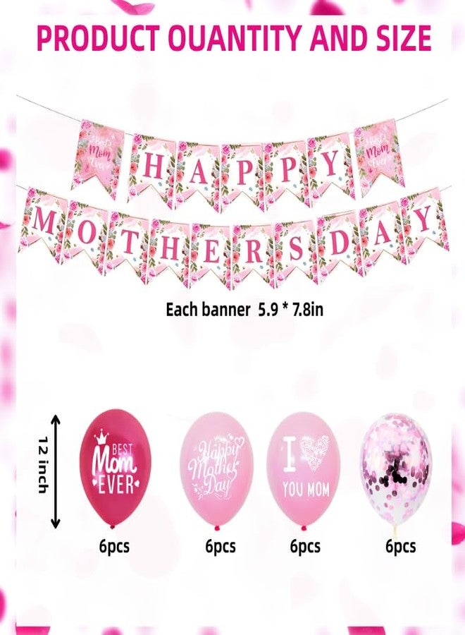 DECGOL Happy Mother's Day Banner Mother's Day Balloons Set for Mother's Day Party Decorations - Image 3
