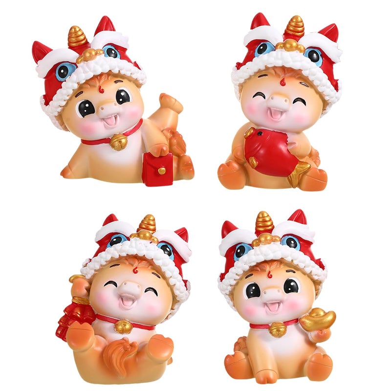 LAIAMER 4 Pcs Chinese New Year Horse Figurines 2026 Resin Mini Golden Year of The Horse Statue for Car Dashboard Office Tabletop Lunar New Year Zodiac Decoration Collection Gift - Image 1