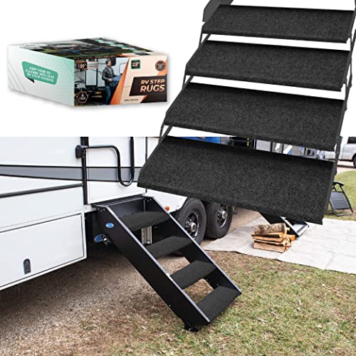 LATCH.IT RV Step Covers 4 Pack | 23" Wide Camper Step Carpet Covers | Camper Step Covers | RV Step Carpet Best Fits 8-11" Deep RV Stairs | Keep Your RV Cleaner with Our RV Stair Covers! - Image 1