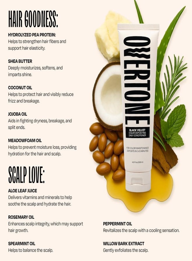 oVertone Daily Color Depositing Conditioner For All Hair Types: 4.5 oz Temporary Coloring Conditioner w/Shea Butter & Coconut Oil, Refresh Color & Prevent Fading, Vegan & Cruelty-Free, Black Velvet - Image 5