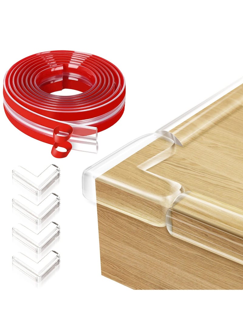 Baby Protection, Seamless Upgrade, Edge Protection Pvc 100% Transparent Silicone, Child Safety Soft Corner Protector, Children'S Drawer Furniture Cabinet Bumper (3m * 1cm (Width)), Length Approximately 9.84 Feet, With 4 Corner Protectors - Image 1