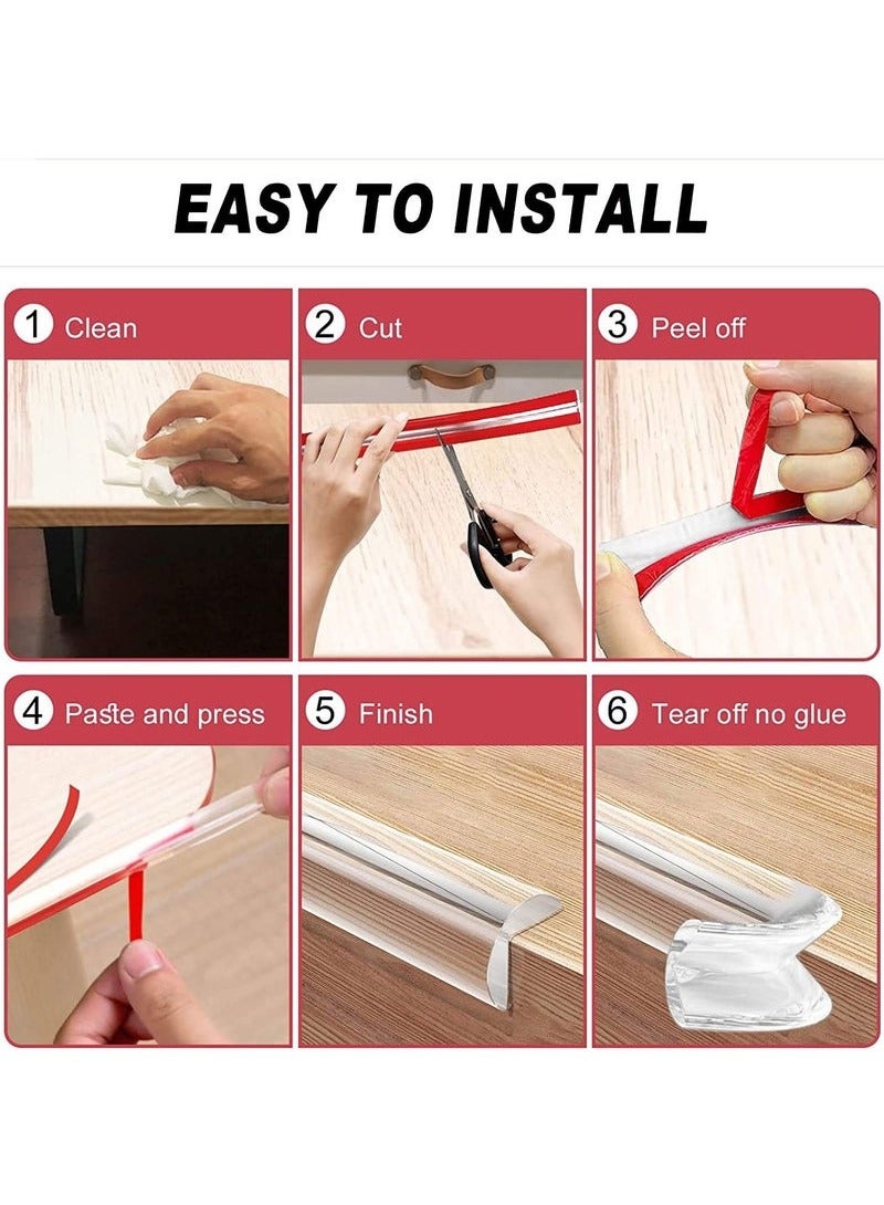 Baby Protection, Seamless Upgrade, Edge Protection Pvc 100% Transparent Silicone, Child Safety Soft Corner Protector, Children'S Drawer Furniture Cabinet Bumper (3m * 1cm (Width)), Length Approximately 9.84 Feet, With 4 Corner Protectors - Image 2