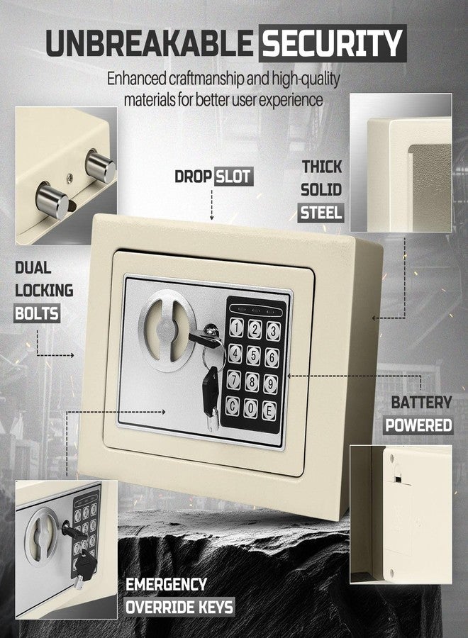 Flexzion Small Safe with Drop Slot - Electronic Drop Box for Money with Digital Combination Lock - Cash Safe for Cabinets, Home & Office Security (12"x8"x8"), White - Image 3