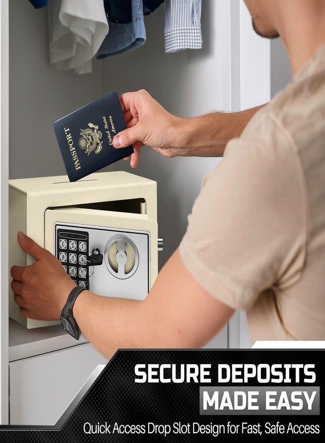 Flexzion Small Safe with Drop Slot - Electronic Drop Box for Money with Digital Combination Lock - Cash Safe for Cabinets, Home & Office Security (12"x8"x8"), White - Image 2