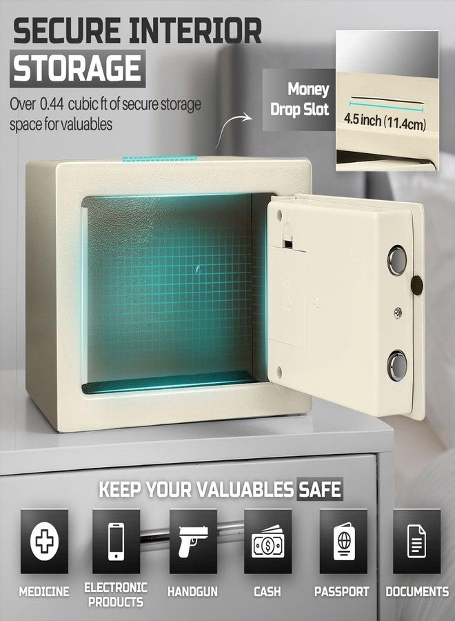 Flexzion Small Safe with Drop Slot - Electronic Drop Box for Money with Digital Combination Lock - Cash Safe for Cabinets, Home & Office Security (12"x8"x8"), White - Image 4