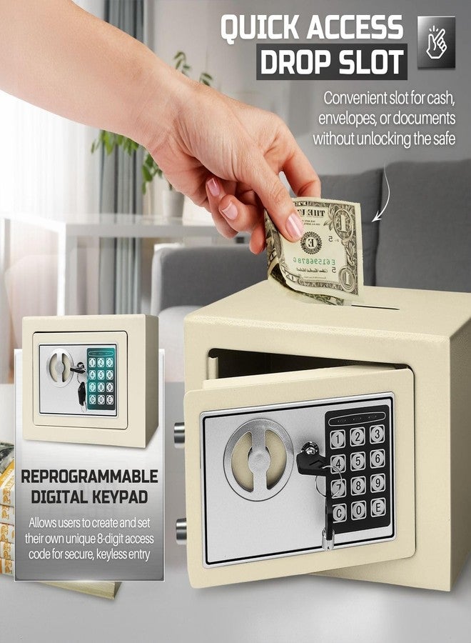 Flexzion Small Safe with Drop Slot - Electronic Drop Box for Money with Digital Combination Lock - Cash Safe for Cabinets, Home & Office Security (12"x8"x8"), White - Image 5