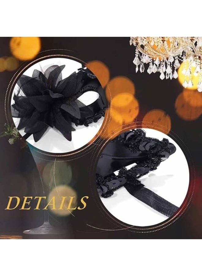 Black Masquerade Mask For Women, Flower Masks, Masquerade Mask Ball Party Mardi Gras For Women.  - Image 3