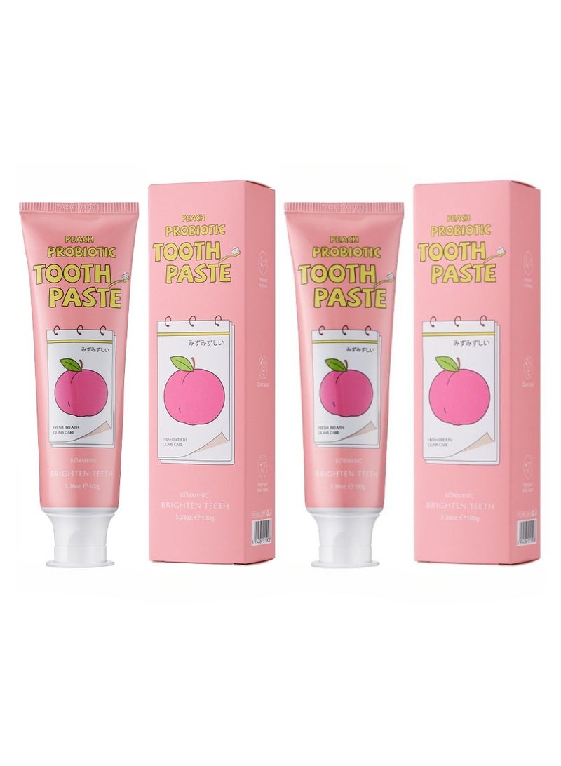 Kormesic 2-Pack Peach Probiotic Toothpaste 100g - Image 1