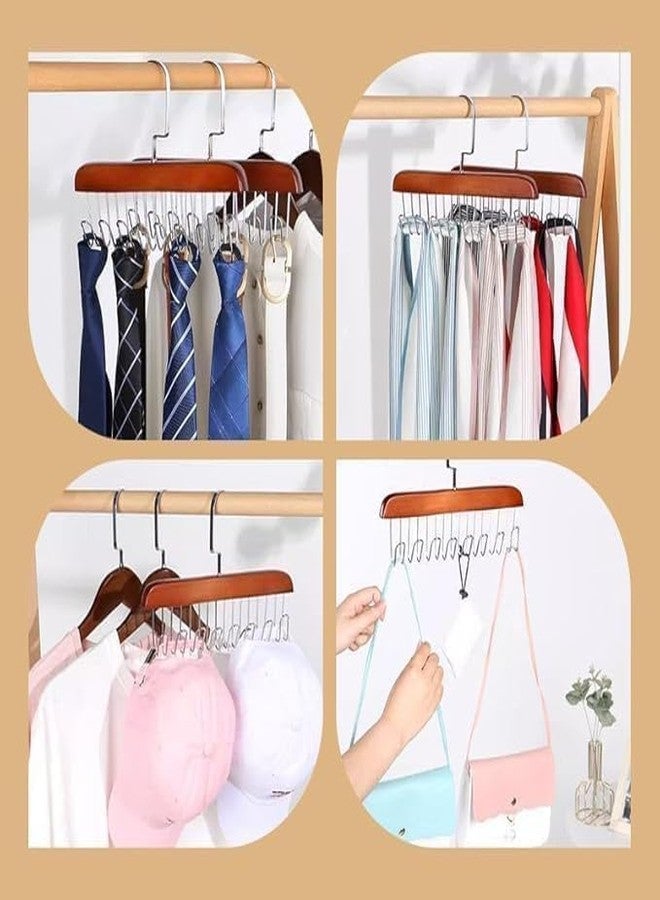 Wooden Hanger - Multipurpose Adjustable 8 Hooks Closet Wooden Hanger for Lingerie, Belt, Scarf, Tie, Garments, Perfect Storage Holder Organizer Hangers for Wardrobe and Cupboard Multicolor. - Image 4