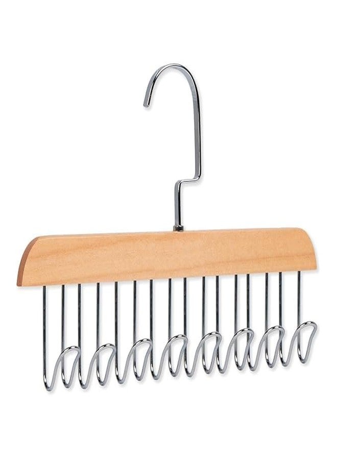 Wooden Hanger - Multipurpose Adjustable 8 Hooks Closet Wooden Hanger for Lingerie, Belt, Scarf, Tie, Garments, Perfect Storage Holder Organizer Hangers for Wardrobe and Cupboard Multicolor. - Image 1