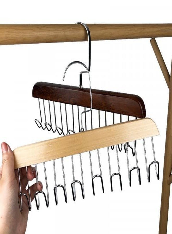 Wooden Hanger - Multipurpose Adjustable 8 Hooks Closet Wooden Hanger for Lingerie, Belt, Scarf, Tie, Garments, Perfect Storage Holder Organizer Hangers for Wardrobe and Cupboard Multicolor. - Image 5