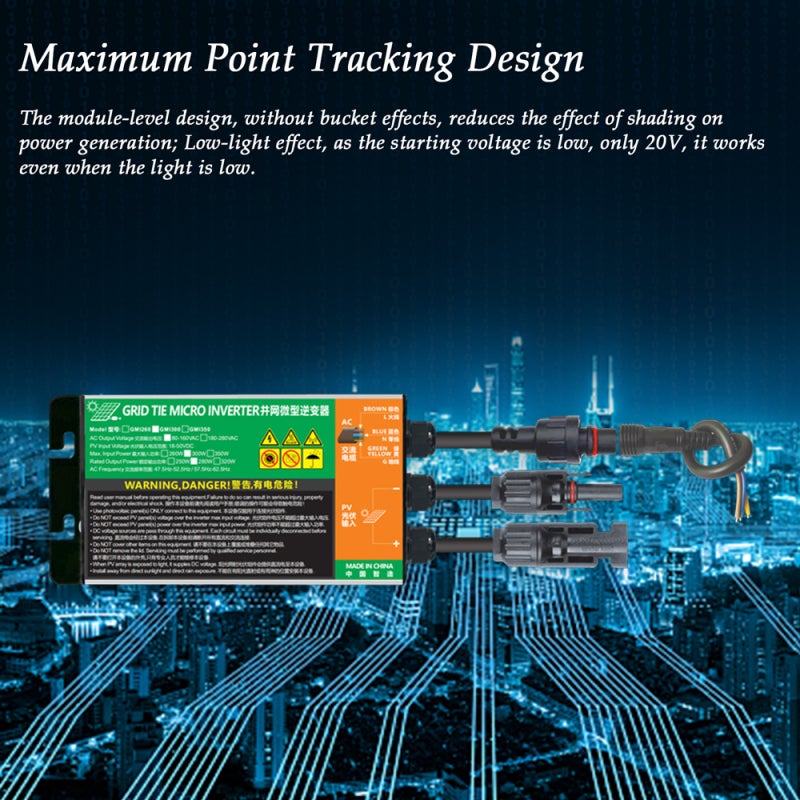 Sinewave Grid-connected Inverter Solar Power Micro Inverter Intelligent Maximum Power Point Tracking Sine-Waves Output Inverter with Solar Panel Plug and Plays - Image 5