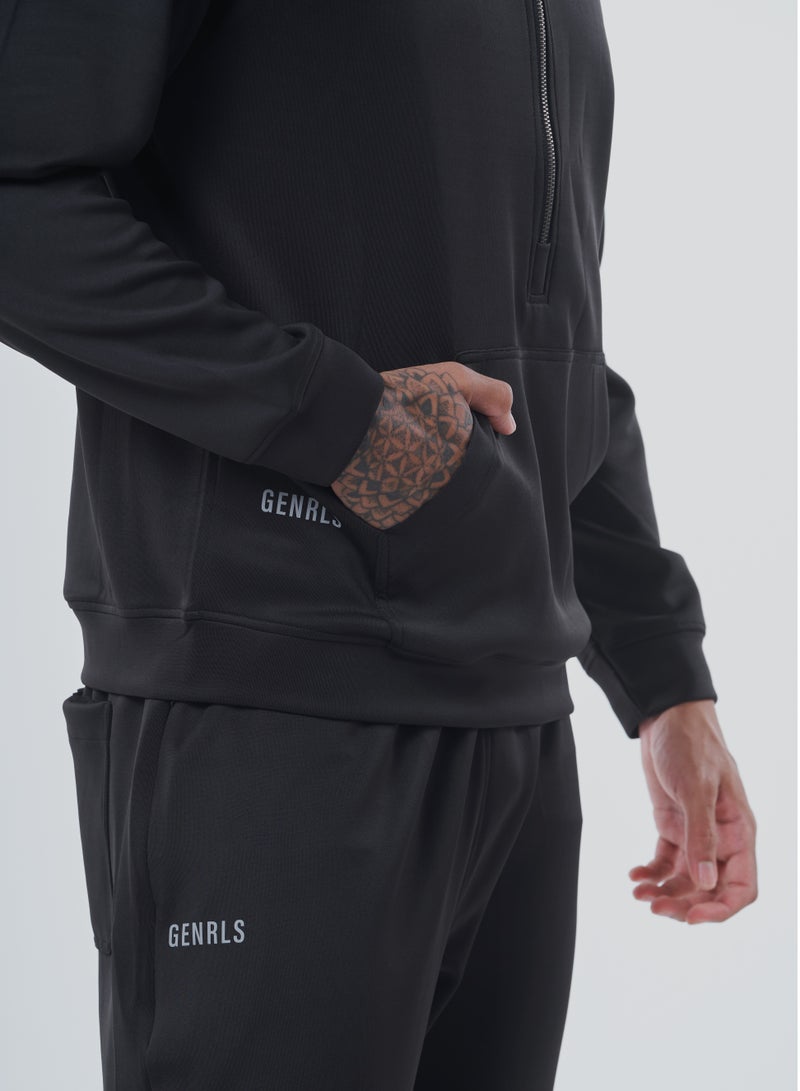 جينرلس كنزة صوفية نصف سحاب عادي للرجال - أسود - Image 3