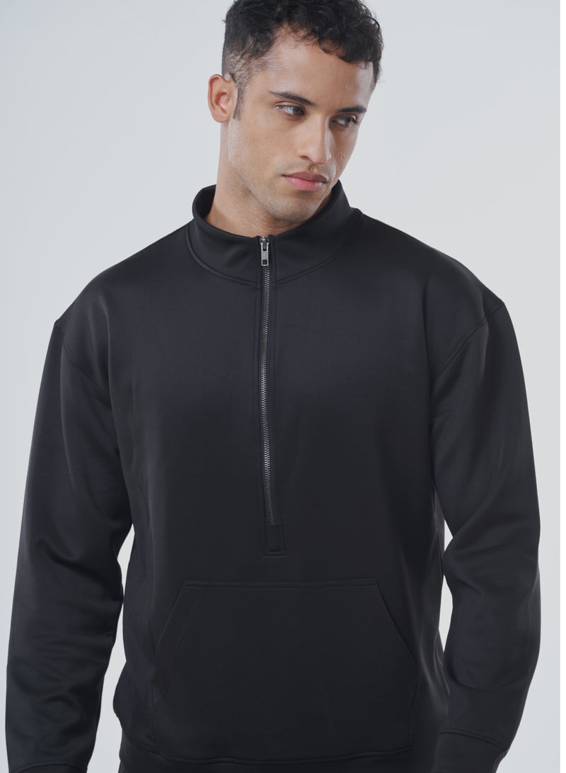 جينرلس كنزة صوفية نصف سحاب عادي للرجال - أسود - Image 2