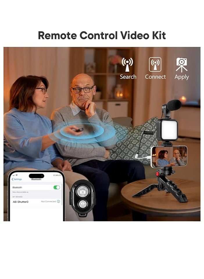 Kalofaye Vlogging Kit for iPhone, Android (With Tripod), with Mini LED Video Light + Cardioid Microphone + Phone Clip + Tripod for Live Broadcasting, Video Calling, Vlogging, YouTube, Instagram TikTok - Image 4