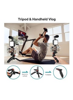 ماركة غير محددة مجموعة Kalofaye Vlogging لأجهزة iPhone وAndroid (مع حامل ثلاثي)، مع ضوء فيديو LED صغير + ميكروفون قلبي الشكل + مشبك هاتف + حامل ثلاثي القوائم للبث المباشر ومكالمات الفيديو والتدوين بالفيديو ويوتيوب وإنستغرام وتيك توك  - Image 3