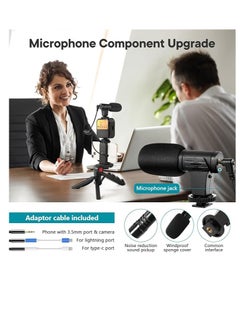 ماركة غير محددة مجموعة Kalofaye Vlogging لأجهزة iPhone وAndroid (مع حامل ثلاثي)، مع ضوء فيديو LED صغير + ميكروفون قلبي الشكل + مشبك هاتف + حامل ثلاثي القوائم للبث المباشر ومكالمات الفيديو والتدوين بالفيديو ويوتيوب وإنستغرام وتيك توك  - Image 2