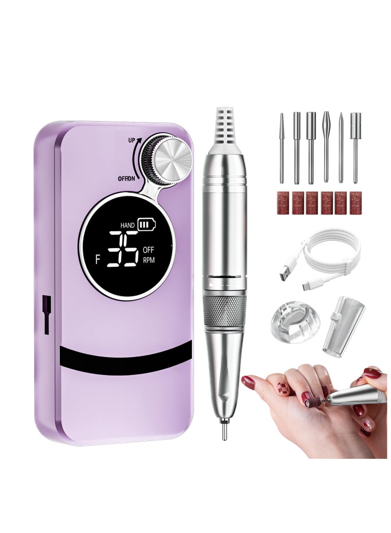 SYOSI مثقاب أظافر كهربائي 35000 دورة في الدقيقة محمول ملف أظافر محترف آلة قابل لإعادة الشحن مجموعة 6 قطع لإزالة طلاء الجل لصالون المنزل - Image 1