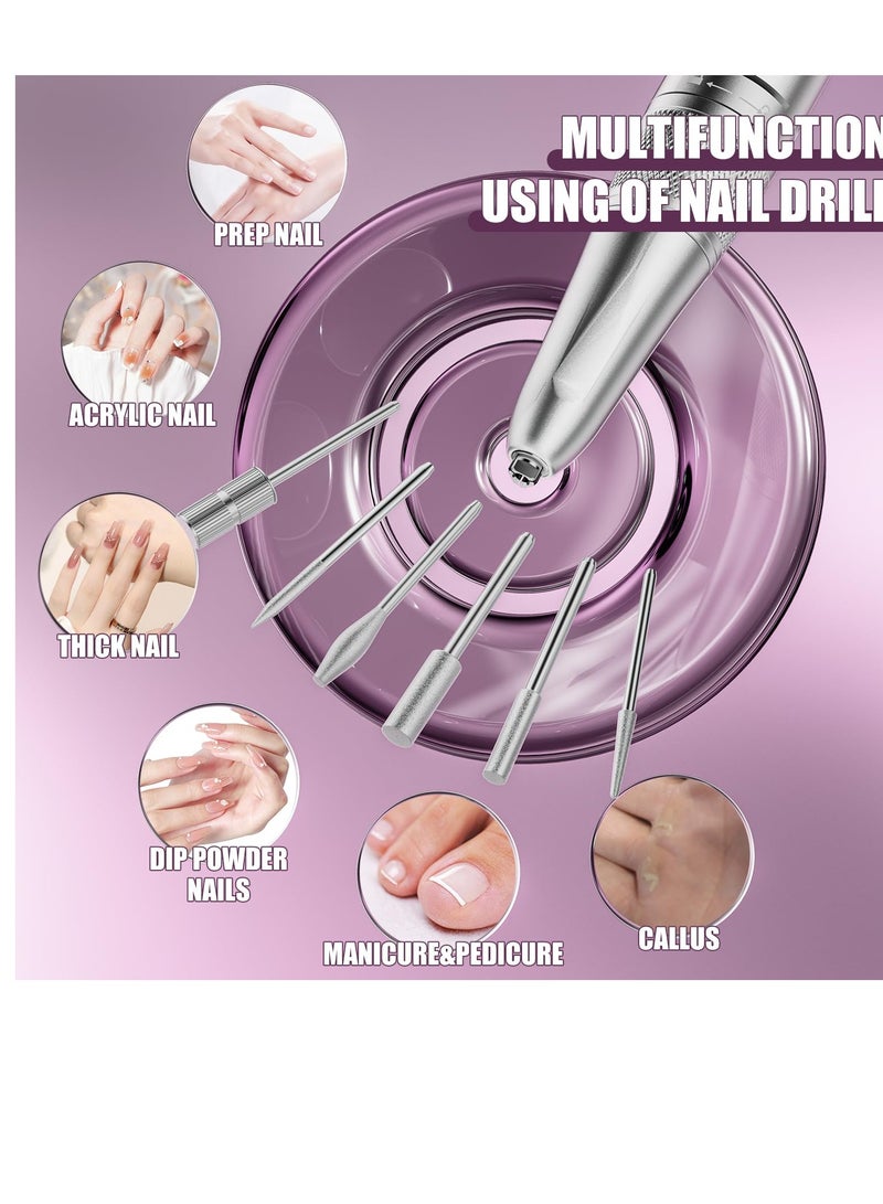 SYOSI مثقاب أظافر كهربائي 35000 دورة في الدقيقة محمول ملف أظافر محترف آلة قابل لإعادة الشحن مجموعة 6 قطع لإزالة طلاء الجل لصالون المنزل - Image 5