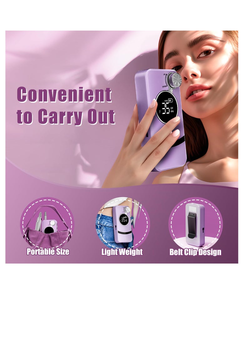 SYOSI مثقاب أظافر كهربائي 35000 دورة في الدقيقة محمول ملف أظافر محترف آلة قابل لإعادة الشحن مجموعة 6 قطع لإزالة طلاء الجل لصالون المنزل - Image 4