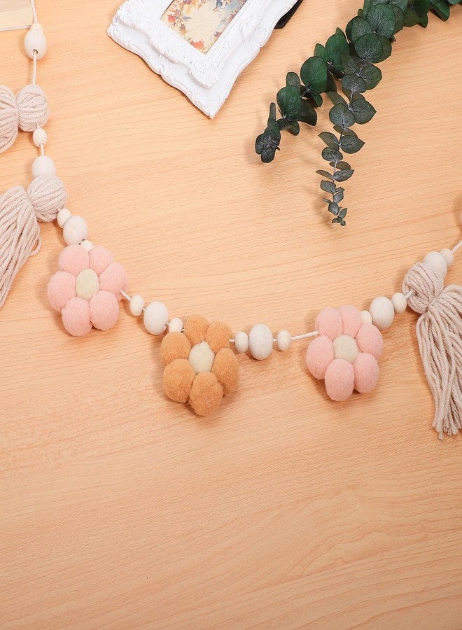 IMIKEYA Farmhouse Beads: Boho Tassel Garland with Wooden Beads Daisy Tassel Garland Nursery Pastel Wall Hanging Decor for Farmhouse Christmas Bedroom Birthday Baby Shower Party Decor - Image 5