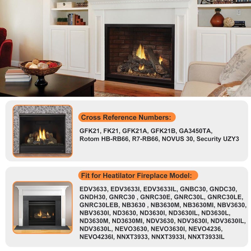 Criditpid GFK21 Blower Fan Kit for Heatilator Fireplace, FK21 GFK21A GFK21B UZY3 GA3450TA Fireplace Blower Fan Kit for Heatilator NDV3630I, GNDC30, ND3630I, ND3630, NDV3630IL, Rotom HB-RB21K, Novus 30 - Image 3