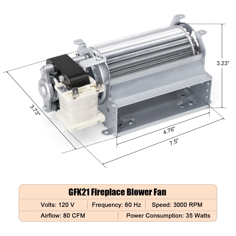 Criditpid GFK21 Blower Fan Kit for Heatilator Fireplace, FK21 GFK21A GFK21B UZY3 GA3450TA Fireplace Blower Fan Kit for Heatilator NDV3630I, GNDC30, ND3630I, ND3630, NDV3630IL, Rotom HB-RB21K, Novus 30 - Image 2