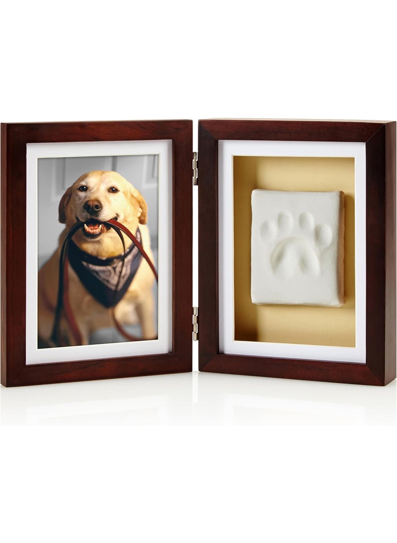 pearhead Pearhead Pet Paw Print Photo Frame With Clay Imprint Kit  Pawprint Making Kit and Photo Display for Cats and Dogs NoMess Pawprint Memorial Gift For Pet Owner Espresso  - Image 1