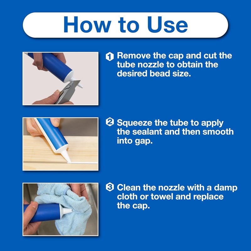 GE Advanced Silicone Kitchen & Bath Sealant, Clear, 2.8 fl oz Tube - Image 3