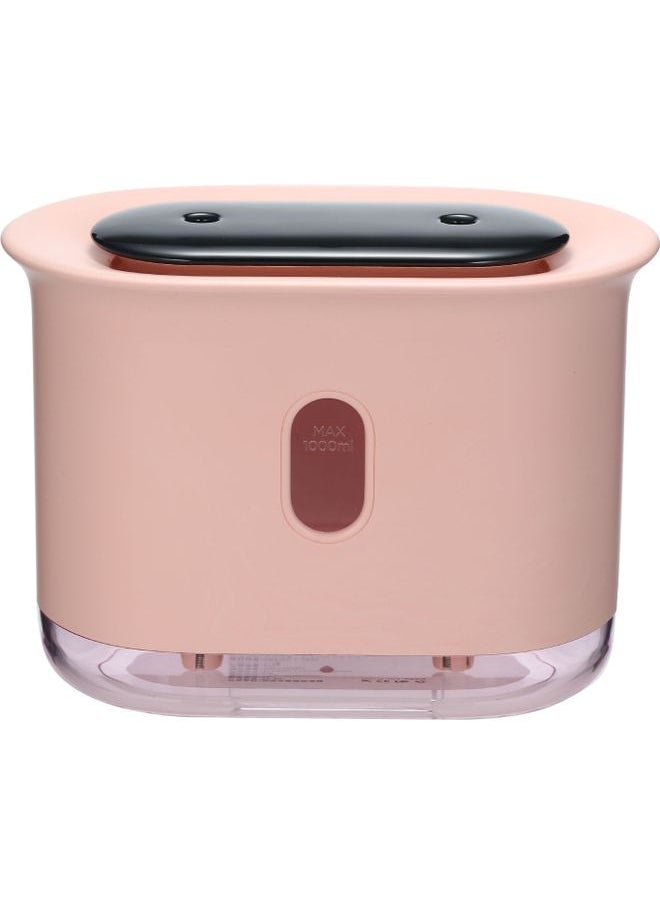 NIBEMINENT 1000ml Desktop Humidifier Double Mist Spray Pink 18.5x14.2x11.8cm  - Image 1