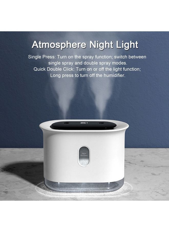 NIBEMINENT - 1000ml Desktop Humidifier Double Mist Spray Pink 18.5x14.2x11.8cm - Image 1