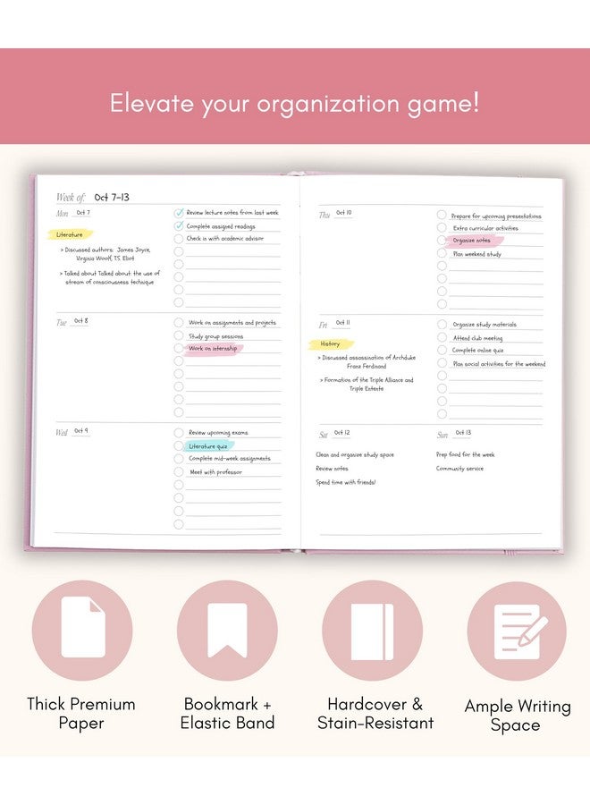 Lamare Academic Student Planner 2024-2025: Smart School & College Planner 2024-2025 - Weekly Planner - Great For High School, College, Nursing Students l A5 Size, Undated - Start Any Time - Image 3